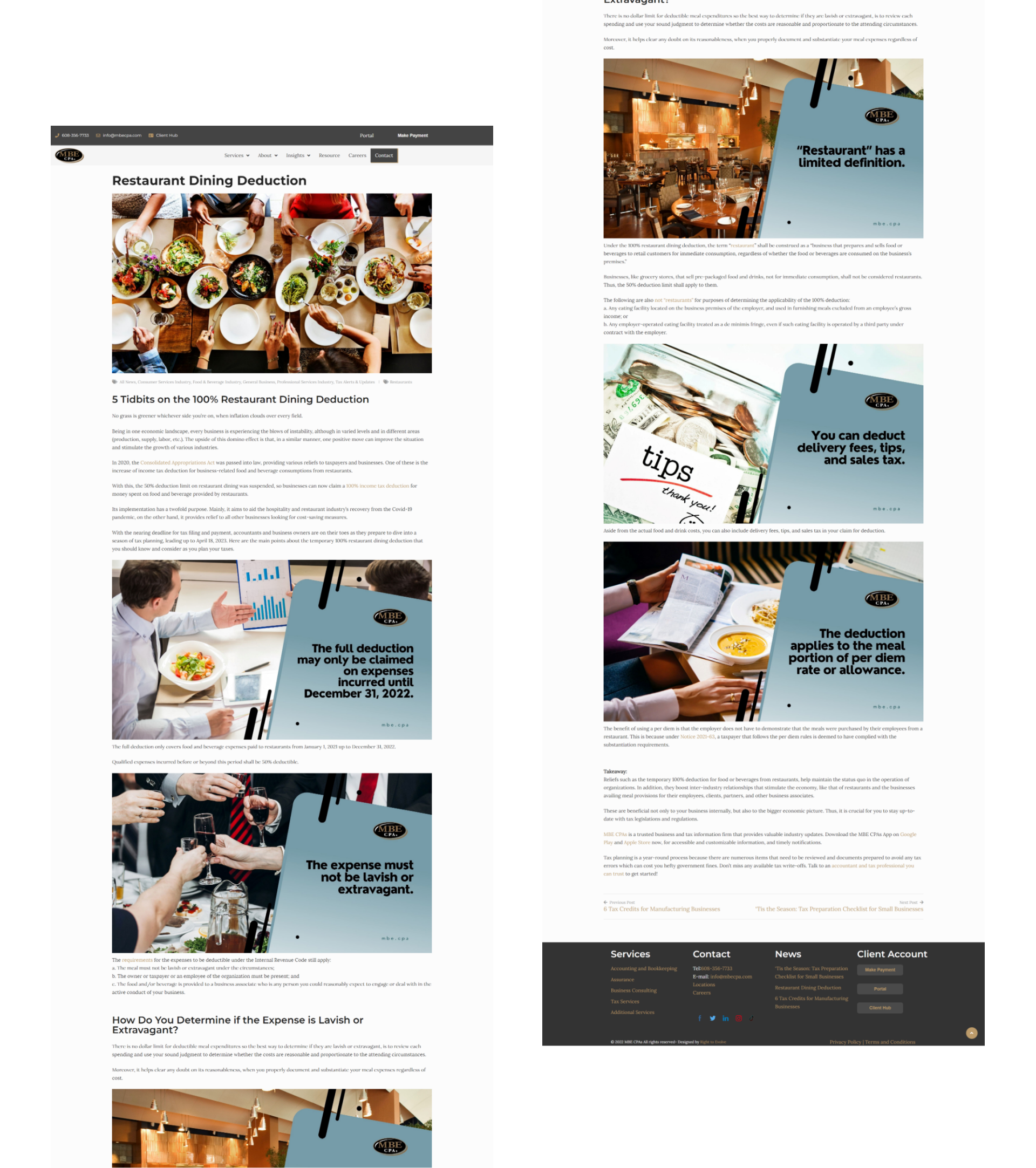 Brand House blog on restaurant dining deduction