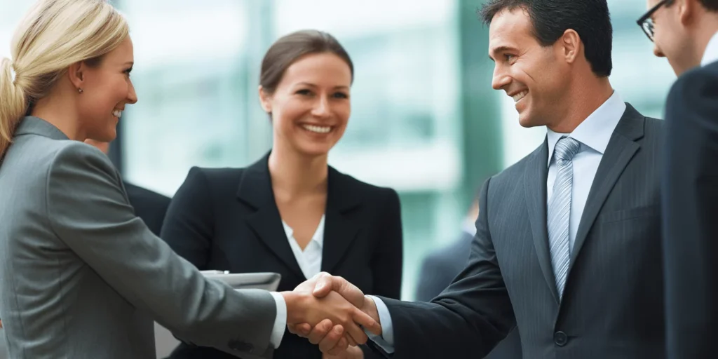 A person and person shaking hands